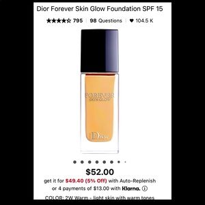 DIOR FOREVER SKIN GLOW foundation shade 2W! Brand new still in box !!